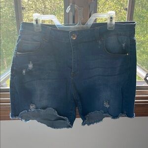 Denim Blue Distressed Women's Shorts